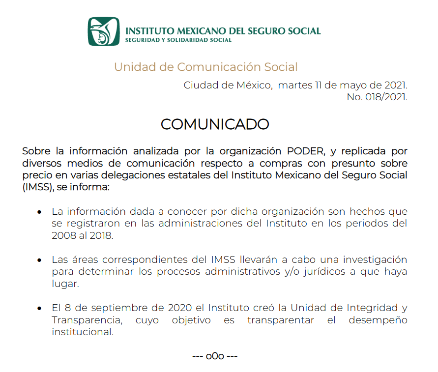 Comunicado IMSS
